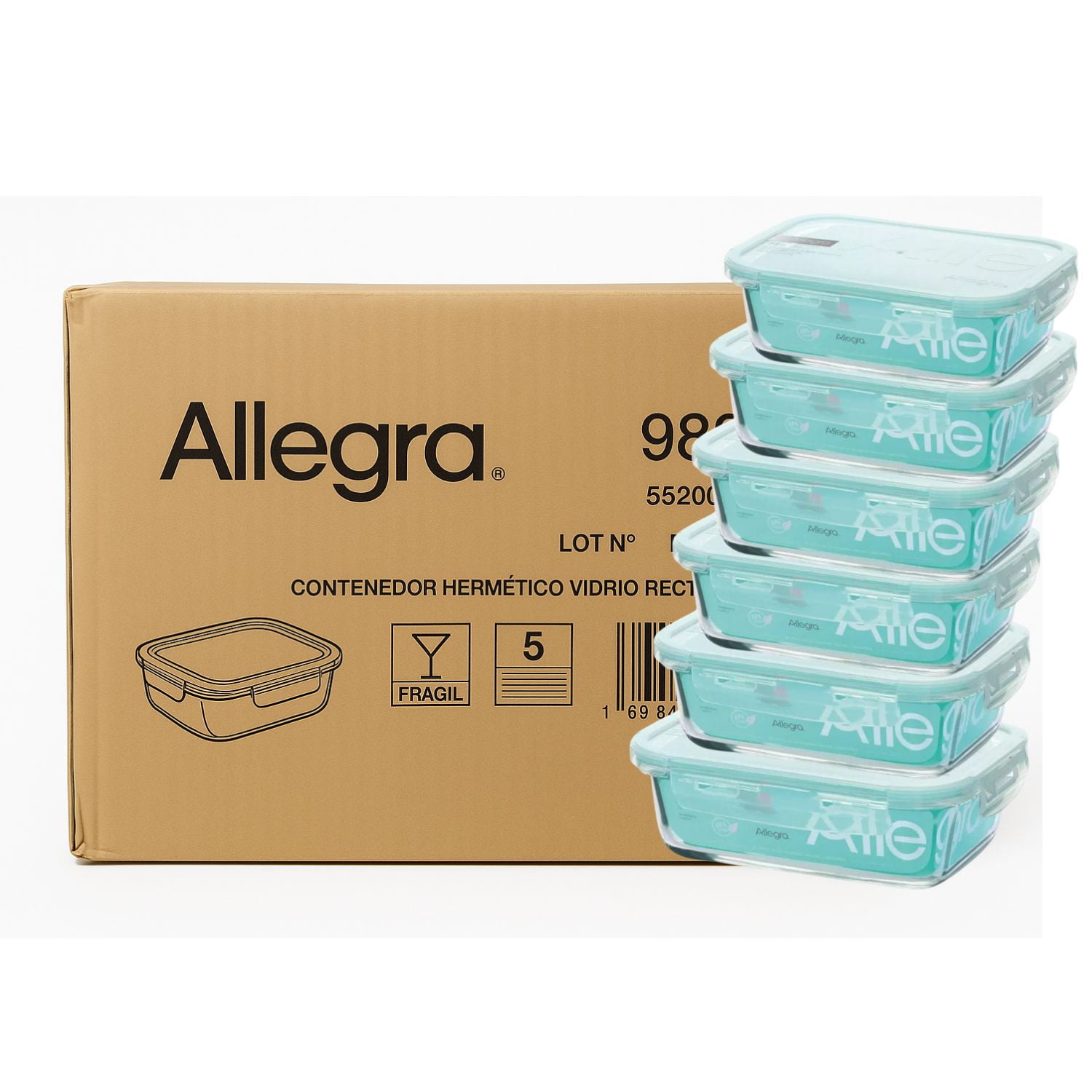 Set 48 Contenedores Hermetico Rectangular 420ml Allegra