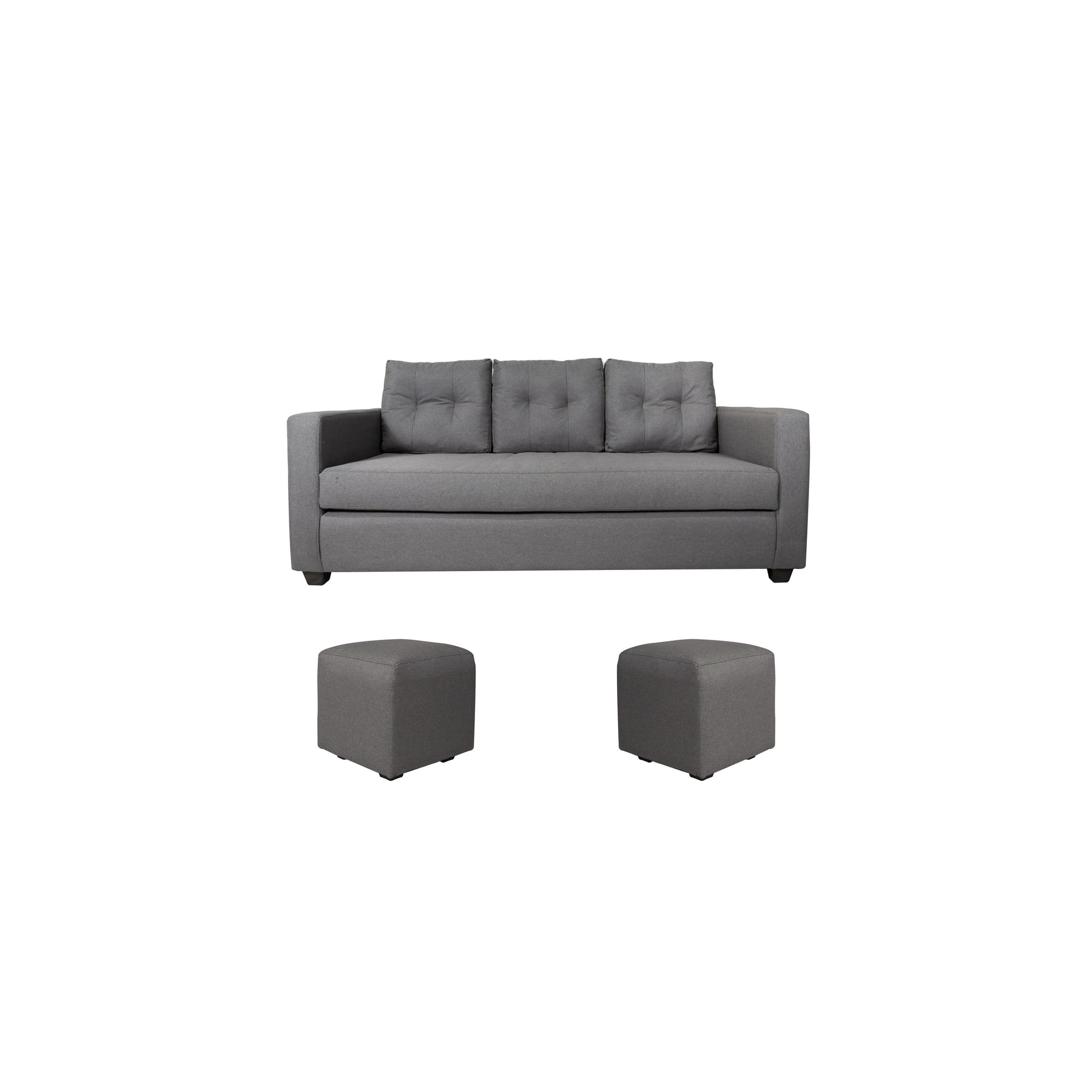 Muebles Zenith - Sofa 2 Pouf Polaris Tela Gris