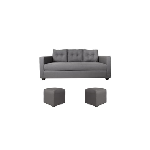 Muebles Zenith - Sofa 2 Pouf Polaris Tela Gris