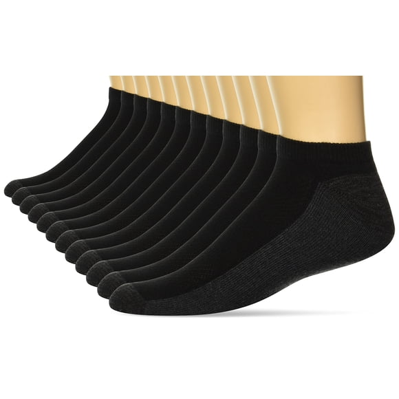 Calcetines Hanes X-Temp acolchados invisibles, paquete de 12, negros, talla US 6
