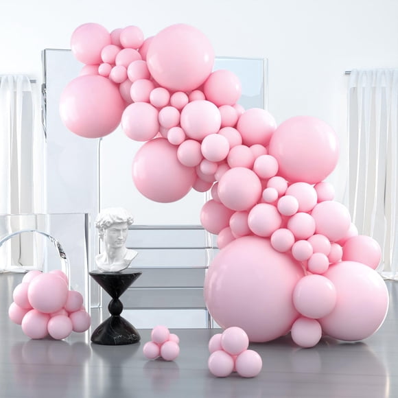Balloon PartyWoo, color rosa claro, 100 unidades, diferentes tamaños