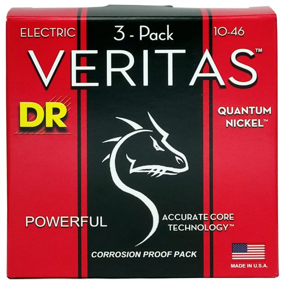 Cuerdas para guitarra eléctrica DR Strings Veritas Medium 10-46, paquete de 3
