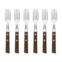 Genérico - Set 6 Tenedores Acero Inoxidable Cubiertos Madera Tenedor