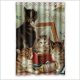 thumbnail image 1 of Cortina de ducha con diseño de gatos vintage y ganchos, tamaño 48 x 72 pulgadas, 1 of 3