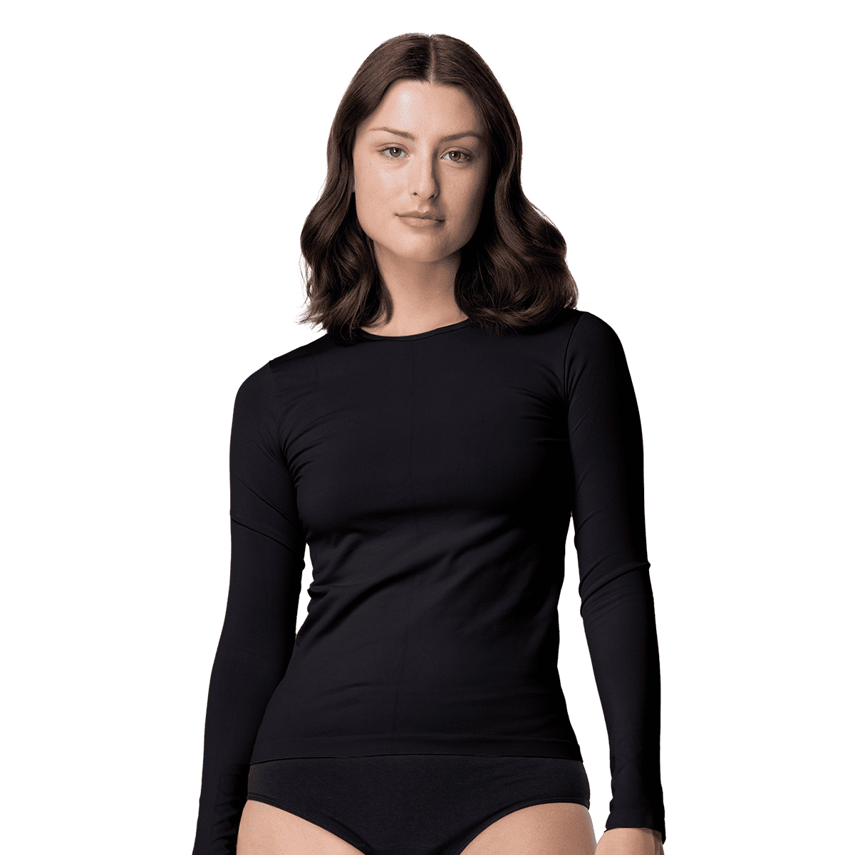 Top - Camiseta Manga Larga Microfibra Mujer-cuello Redondo C1