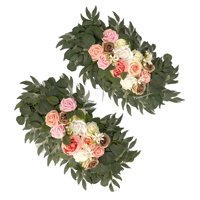 Bothyi - Guirnalda De Ratán De Rosas Artificiales Con Botín Floral Para Decoración De Bodas Y Banquetes