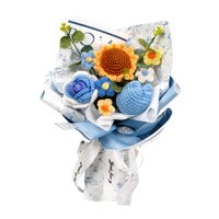 Magideal - Ramo De Flores De Ganchillo Terminado, Decoración Decorativa Para El Hogar, Adorno Mixto Hecho A Mano, Tejido A Mano Para Fiesta, Graduación, Año Nuev Azul