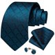 thumbnail image 1 of Corbata Hombre seda pañuelo y colleras Modelo Sangre Turquesa Oscuro, 1 of 5