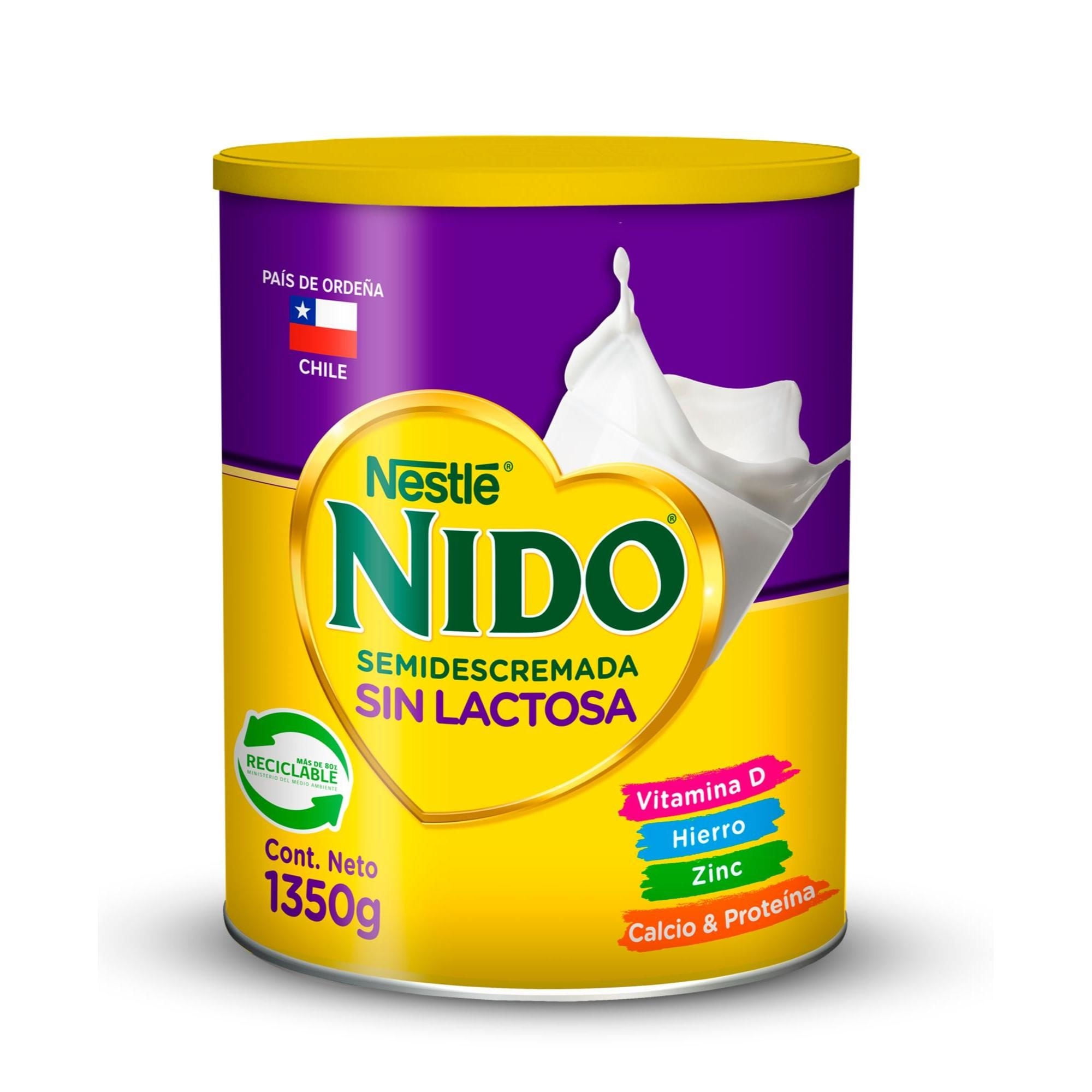 Leche En Polvo Semidescremada Sin Lactosa Tarro 1350 g Nido