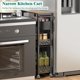thumbnail image 3 of Carrito de Almacenamiento Delgado XYZLVSI de 4 Niveles con Ruedas, Carrito Metálico Estrecho para Cocina, Organizador para Baño con Estante de Madera y Asa para Espacios Pequeños, 3 of 9