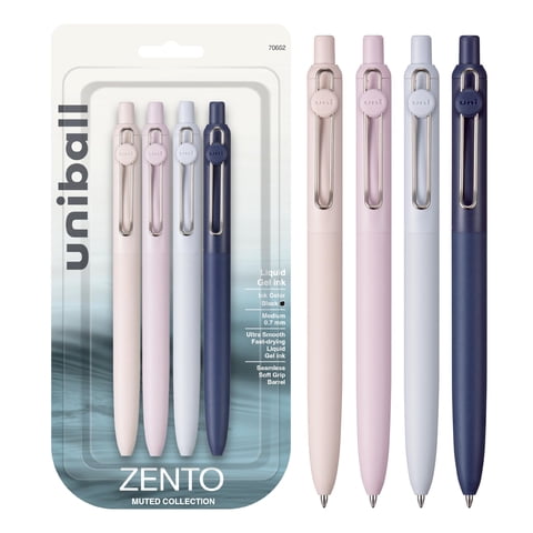 Bolígrafos De Tinta De Gel Uni-Ball Zento Black Medium Point X4