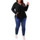 thumbnail image 2 of Agnes Orinda Tops de Mujer Tallas Grandes Mujeres Manga Larga Cuello Entallado Camiseta Plisada Frontal Blusas 3X Negro, 2 of 6