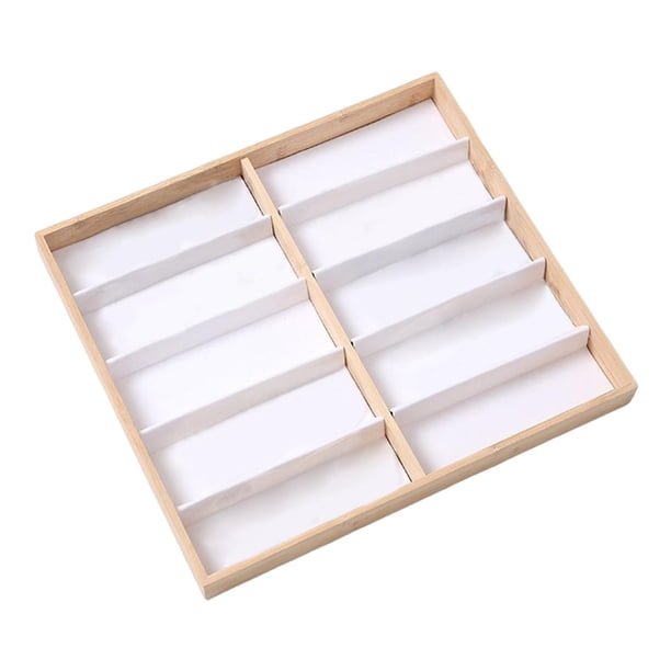 Bandeja para exhibir gafas, bandeja para exhibir gafas, caja de almacenamiento apilable de terciopelo de madera para coleccionistas, contenedor para exhibir gafas, soporte para 10 cuadrículas