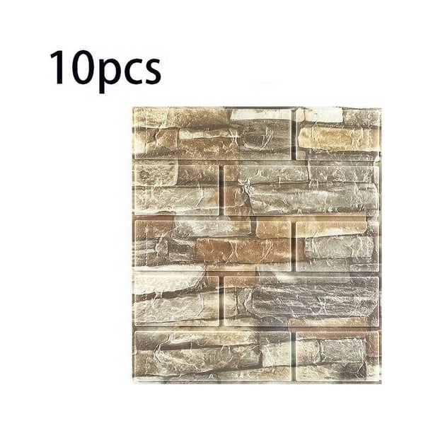 10pcs 3D Wall Stickers Diy Wallpaper Foam Soft Tiles, Bedroom Faux Brick Wallpaper Decoration, Waterproof And Mildew-resistant Self-adhesive Wallpaper For Living Room Kitchen TV Backdrop