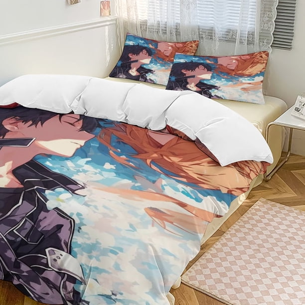 Sword Art Online Anime Home Bed 3-piece Set Classic Japanese Anime Polyester Wash Student Dormitory Set