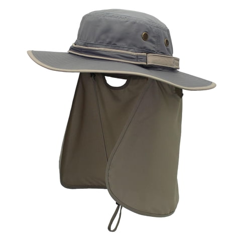 Magideal - Sombrero De Pesca Para De Ala + Protección Uv Con Solapa Para El Cuello Protección Solar Para Senderismo Damas , Sombrero Gris Sombrero Gris Oscuro