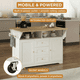 thumbnail image 3 of Large Kitchen Island with 2 Drop Leaf,Rolling Kitchen Cart on 5 Wheels with Power Outlet,Folding Storage Dining Table with Spice & Towel Rack , 3 Drawers, for Kitchen, Dining Room,White, 3 of 3