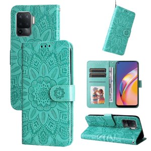 Funda Tipo Cartera Foxdock Para Oppo Reno 5F , Diseño Girasol En Relieve, Cuero Pu, Cierre Magnético, Soporte Y Tarjetero
