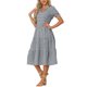 thumbnail image 4 of INSPIRE CHIC Vestido Midi de Cuadros para Mujer con Cuello en V, Manga Corta, Vestido de Verano con Volantes y Detalle de Botones Negro XL, 4 of 6