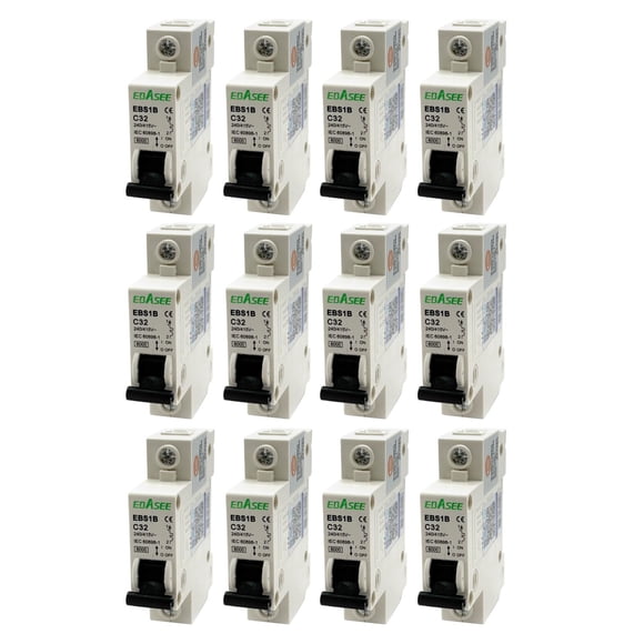 Pack 12 Interruptor Automático Ebasee 1x 32a Curva C 6ka Sec