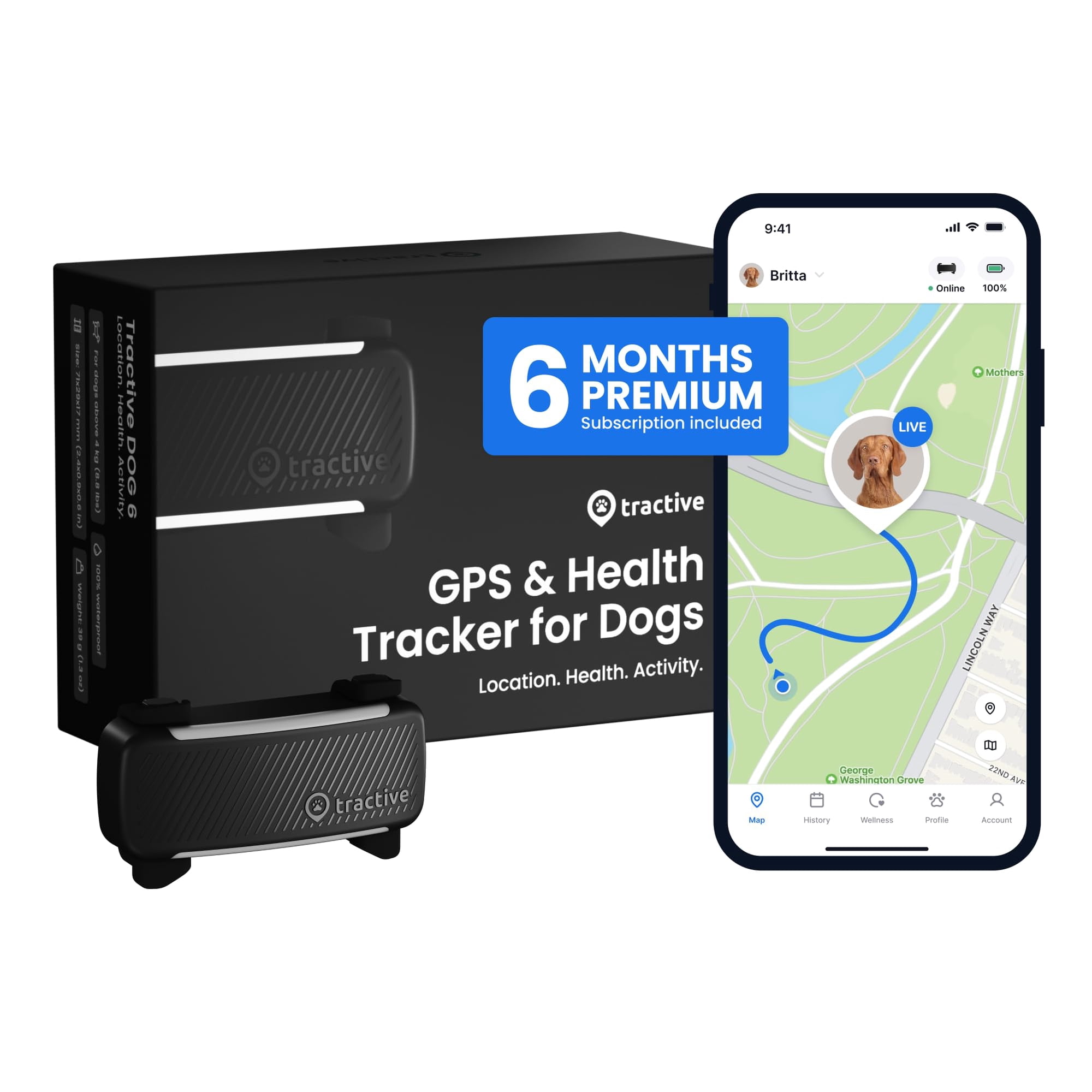 Localizador GPS Tractive Smart para perro con 6 meses de suscripción