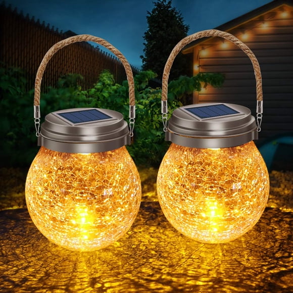 Lámparas Solares DBF Juego de 2 Impermeables IP65 Ámbar RGB 14x11 cm