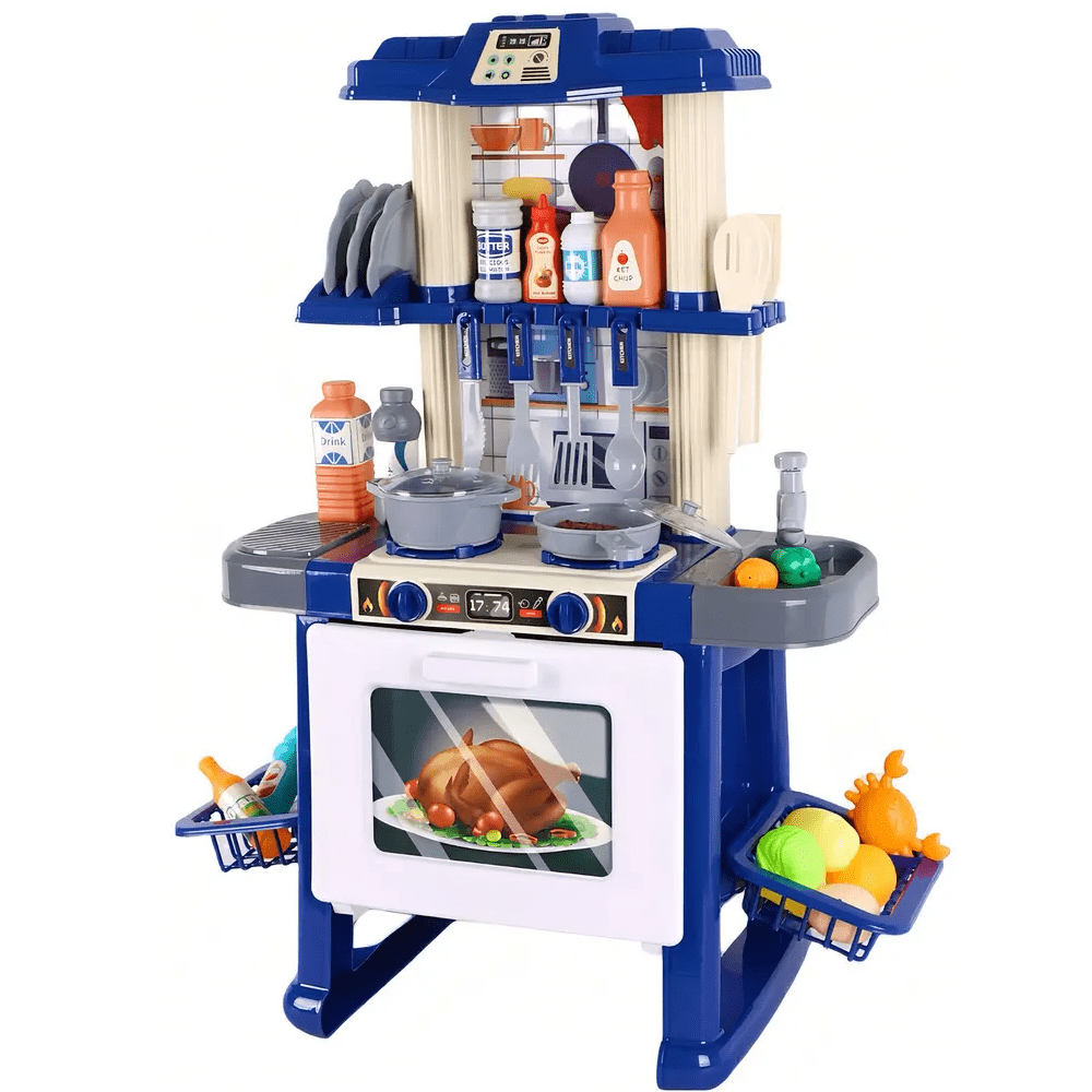 Cocina De Juguete Belug Mini Chef Azul 69 Piezas Con Luz Y Sonido Azul