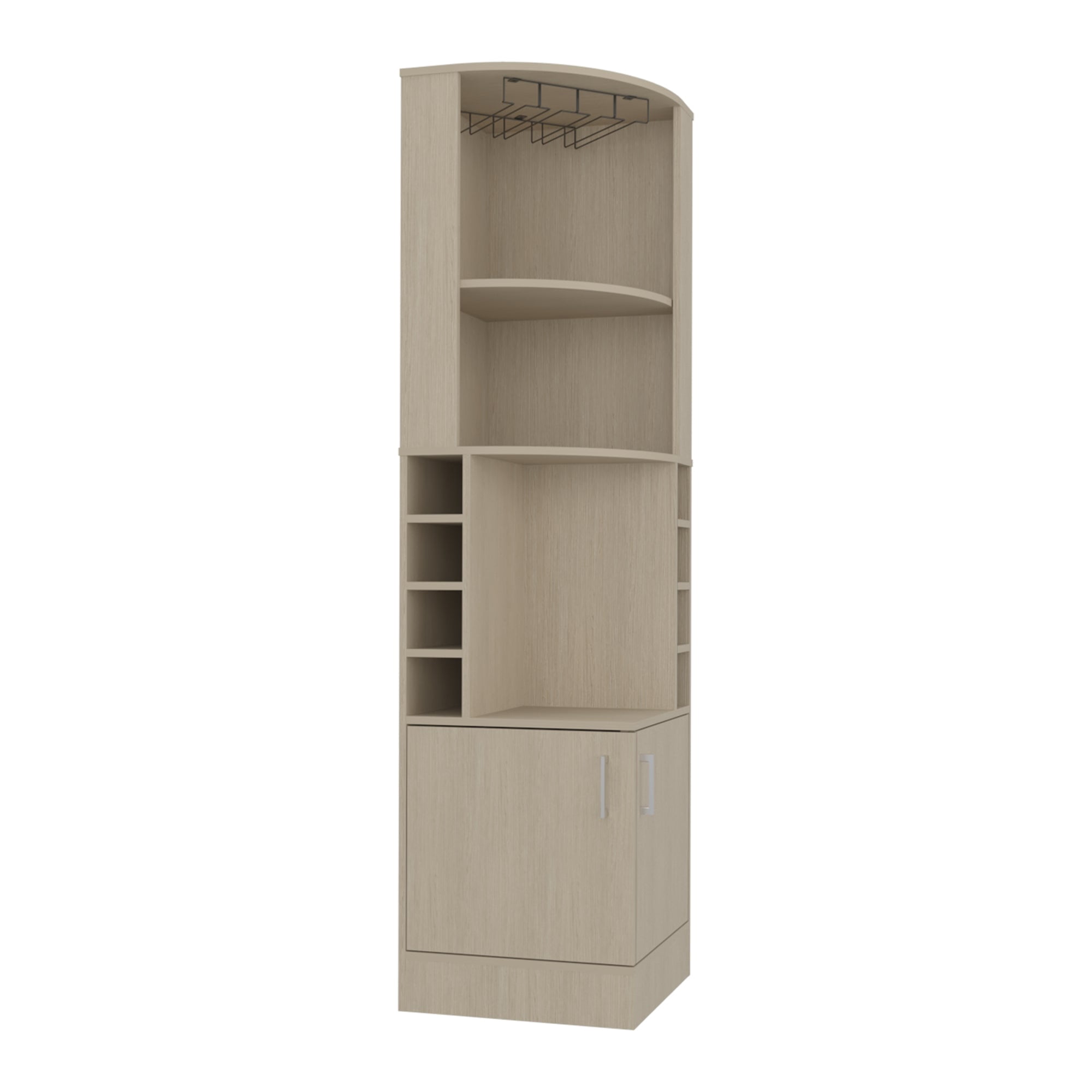 Bar Esquinero 2 Puertas 8 Botelleros Y Portacopas Beige Y Blanco