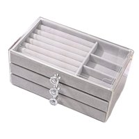 Magideal - Organizador De Joyas De Acrílico Con 3 Cajones Forro De Terciopelo Vitrina De Joyería Tamaño 23.5X13.5X11Cm Para Aretes Anillos Collares Pulseras Resi