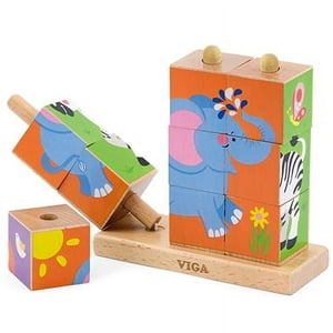 Viga - Juguete Madera Puzzle Cubos Soporte Animales
