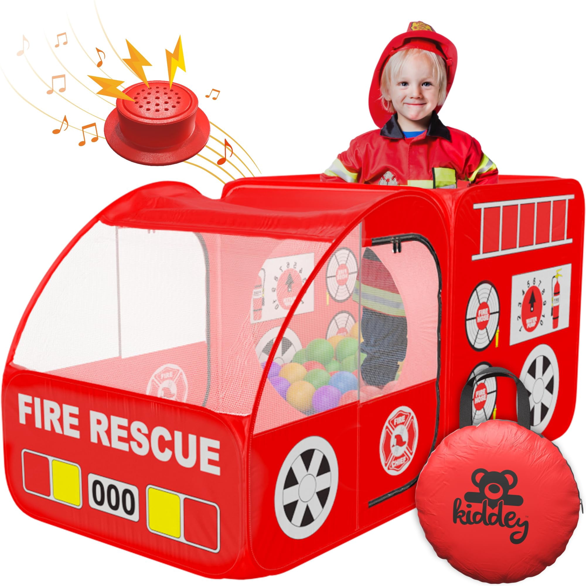 Camión De Bomberos Play Tent Kiddey Con Sirenas Y Sonido De Bombero Para Niños