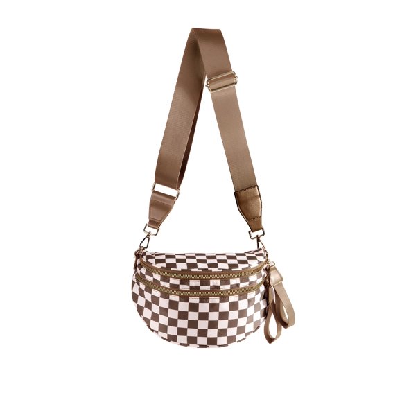 Bandolera FEIBOON Spacious a cuadros de nylon para mujer