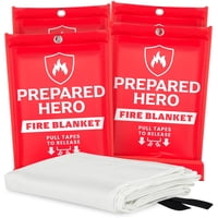 Manta Ignífuga Prepared Hero Emergency, 40 X 40 Cm, Paquete De 4 Unidades, Fibra De Vidrio