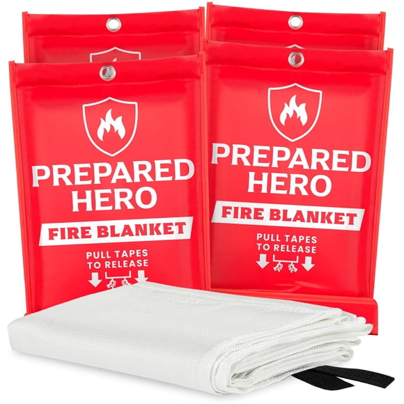Manta ignífuga Prepared Hero Emergency, 40 x 40 cm, paquete de 4 unidades, fibra de vidrio