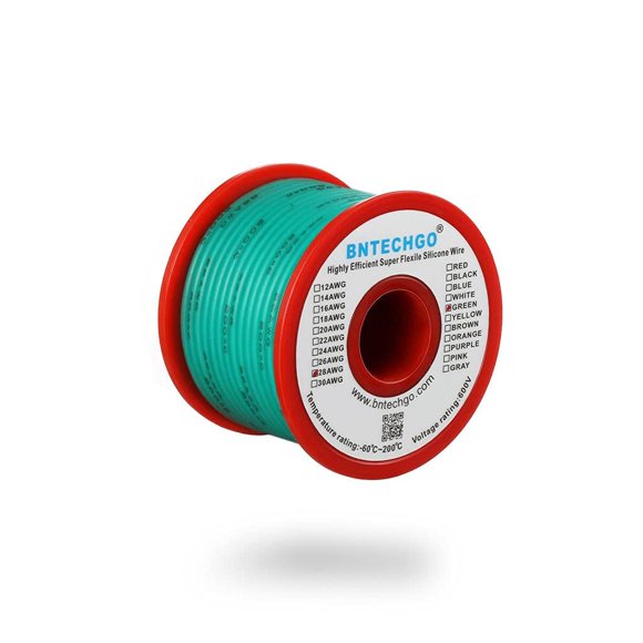 Cable BNTECHGO 28 AWG de silicona, 15 m, verde, flexible
