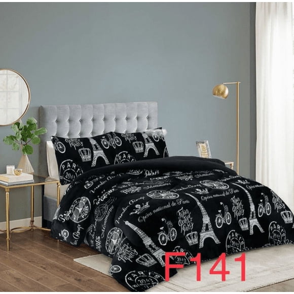 Cobertor Plush Con Chiporro 2 Plazas Color Paris Negro