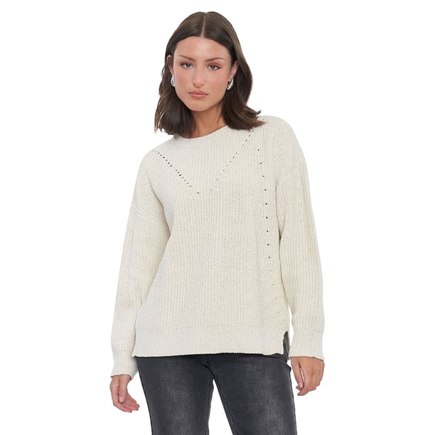 Sweater Mujer Chenille Lurex Ecru Corona