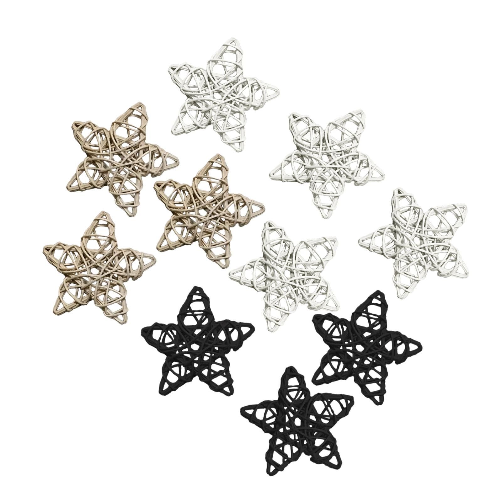 Bothyi - 10x Colgantes Rústicos Para Decoración De Árbol De Estrellas De Ratán Para Interiores, Vacaciones, Navidad, 5cm