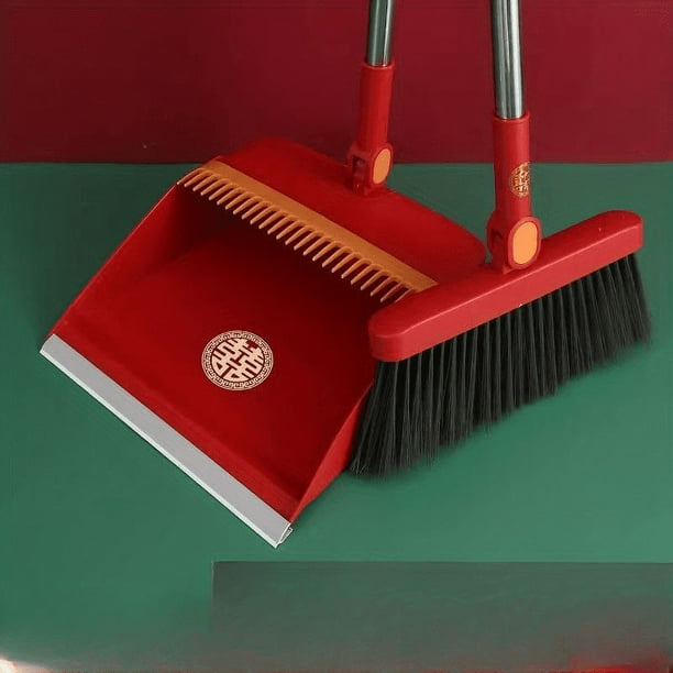 2pcs/set 48.8" Long Handle Broom And Dustpan Set For Home, Upright Dustpan And Broom Combo Set, Sweeping Kitchen Wood Floor Pet Hair, Cleaning Supplies For Indoor