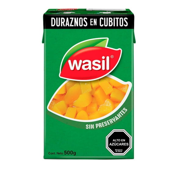 Duraznos en Cubitos Caja, Drenado 265 g - Neto 500 g