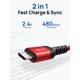 thumbnail image 4 of Cable Micro USB JSAUX 2 m Rojo 2 piezas, 4 of 7