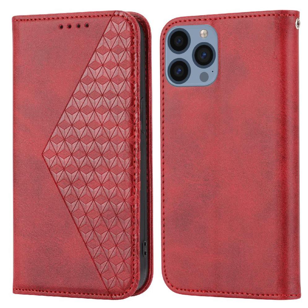 Funda Flip Foxdock Para Iphone 14 , Estilo Billetera Con Diseño Rombo, Correa De Mano Y Soporte, Uso Diario