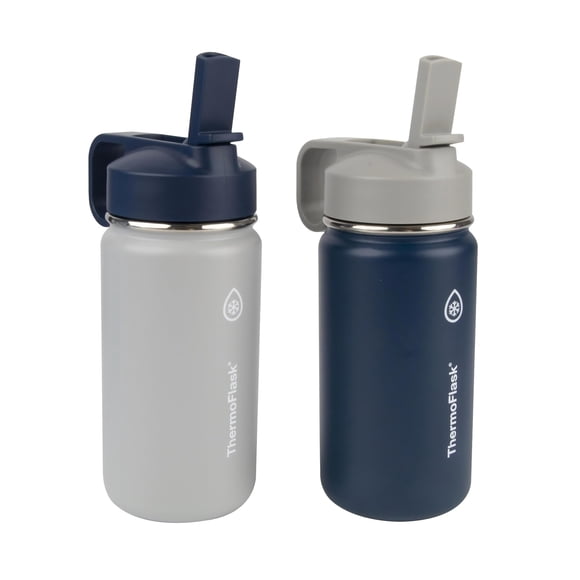 Botella de Agua Aislada ThermoFlask 414 ml con Tapa de Pajilla - Pack de 2