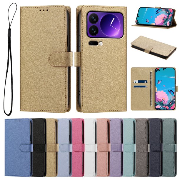 Funda Cartera de PU para Xiaomi 17 Pro con Tarjetas, Dorado