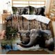 thumbnail image 1 of Wild Animal Giraffe Elephant Rhino Zebra Quilt Duvet Cover Set Double Queen3-Piece Bedding Set, 1 of 5