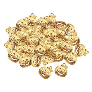 Magideal - 50 Piezas Colgantes De Dijes De Calabaza De Halloween Dijes Colgantes Conjuntos De Joyería Pulseras Broche Colgantes De Aleación De Zinc Para Decoraci Oro