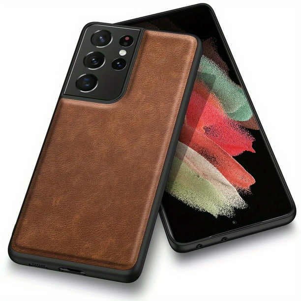 Premium Business Retro Style Back Cover Artificial Leather Case, Full Wrap Ultra-thin TPU Shock Absorption Fashion Anti-fingerprint, For, Samsung Galaxy S21 5G /S21 Plus + 5G/S21 Ultra 5G Phone Case