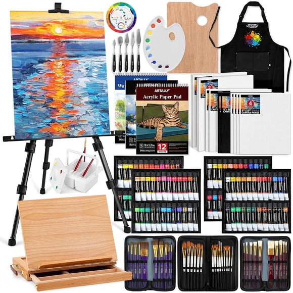 Set de Pintura ARTALLY 187 Piezas Acralico aleo Acuarela Atriles