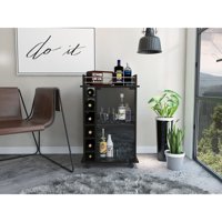 Tuhome - Bar Bajo Dukat Wengue 6 Botelleros 89X41X55 Cm Con Ruedas
