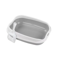 Magideal - Caja De Arena Para Gatos, Inodoro De Arena Para Gatos Para Animales Pequeños, Arenero Semicerrado Para Gatos, Lavabo De Arena Para Gatos, Orinal Para Gris